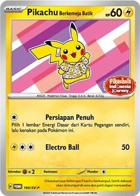 PSA10 Pikachu Berkemeja Batik (Flower Pikachu Pattern) P [SV-P 190] [IDN] (Pikachu’s Indonesia Journey)